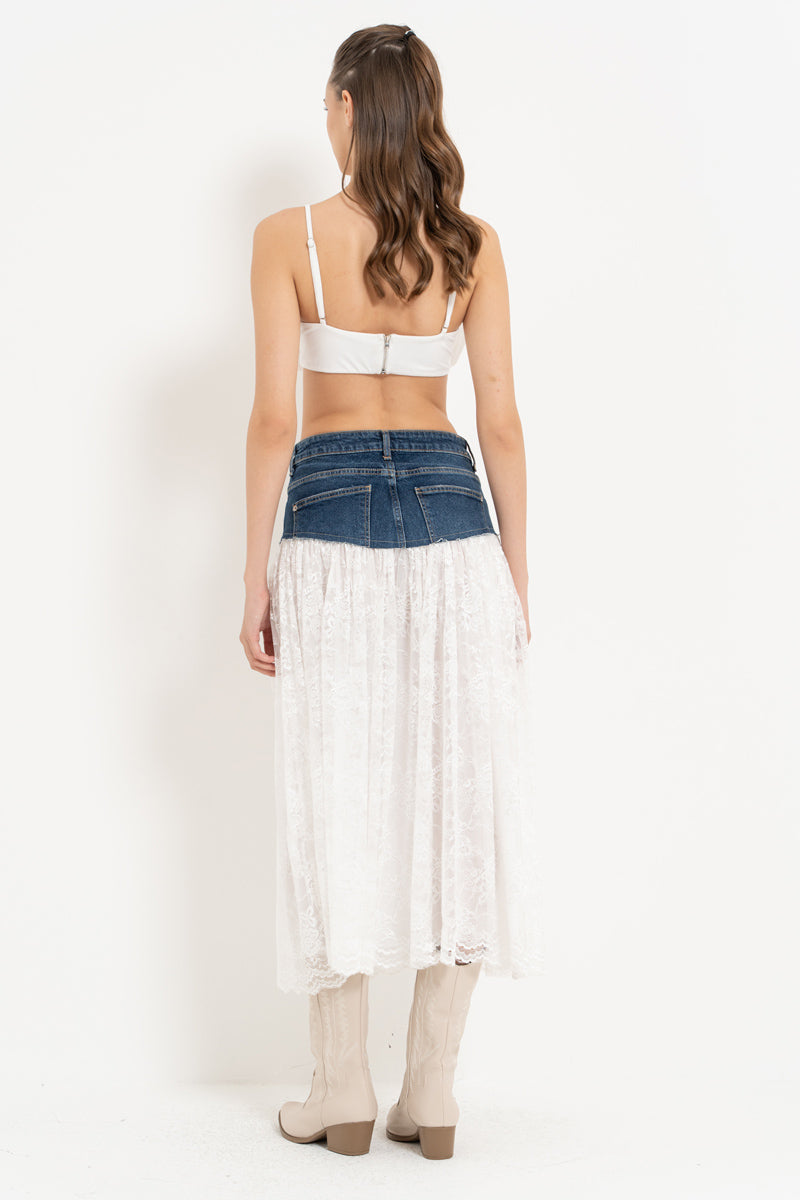 Denim and Lace Collab Skirt