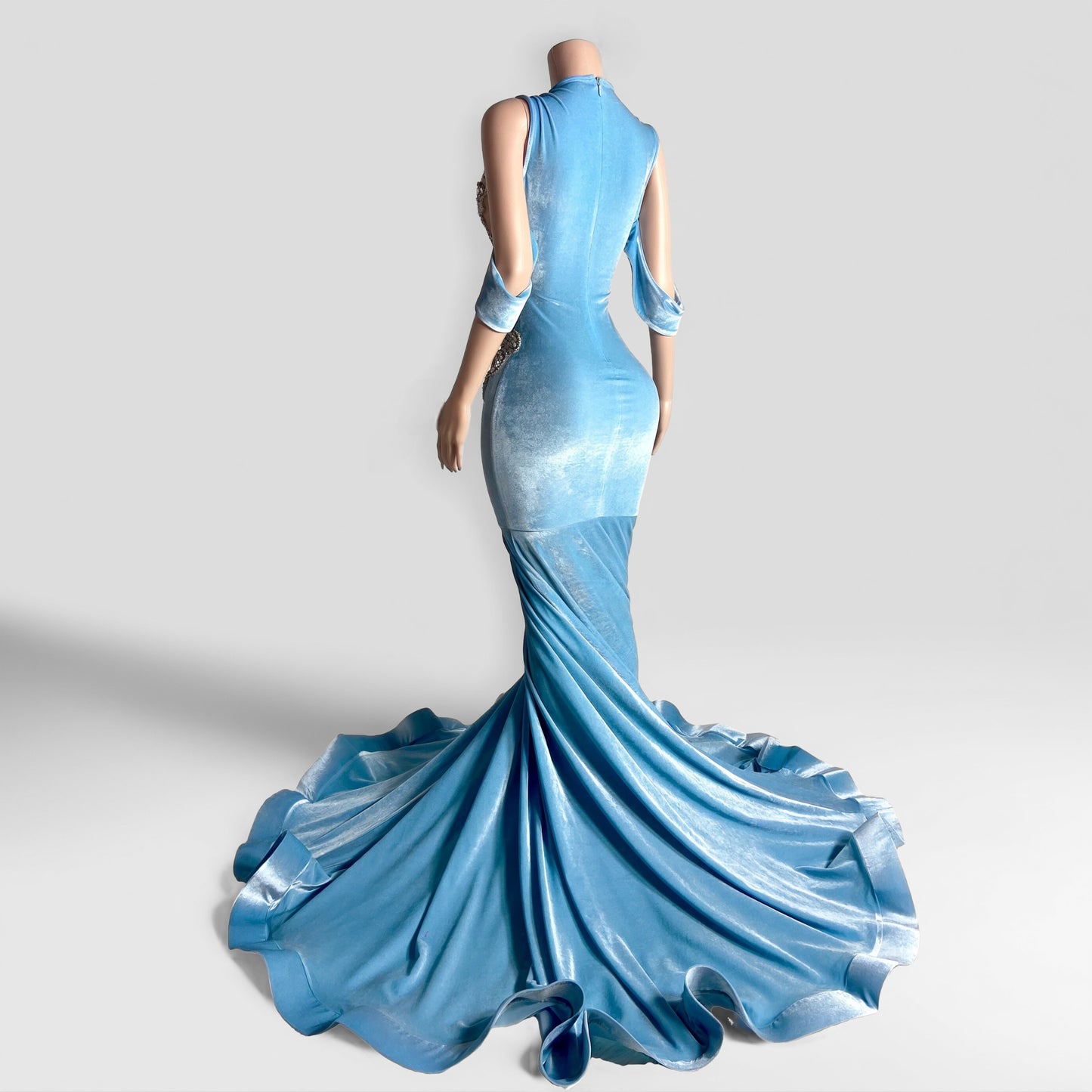 Emersyn Sheer Rhinestone Embellished Side Sleeves Gown