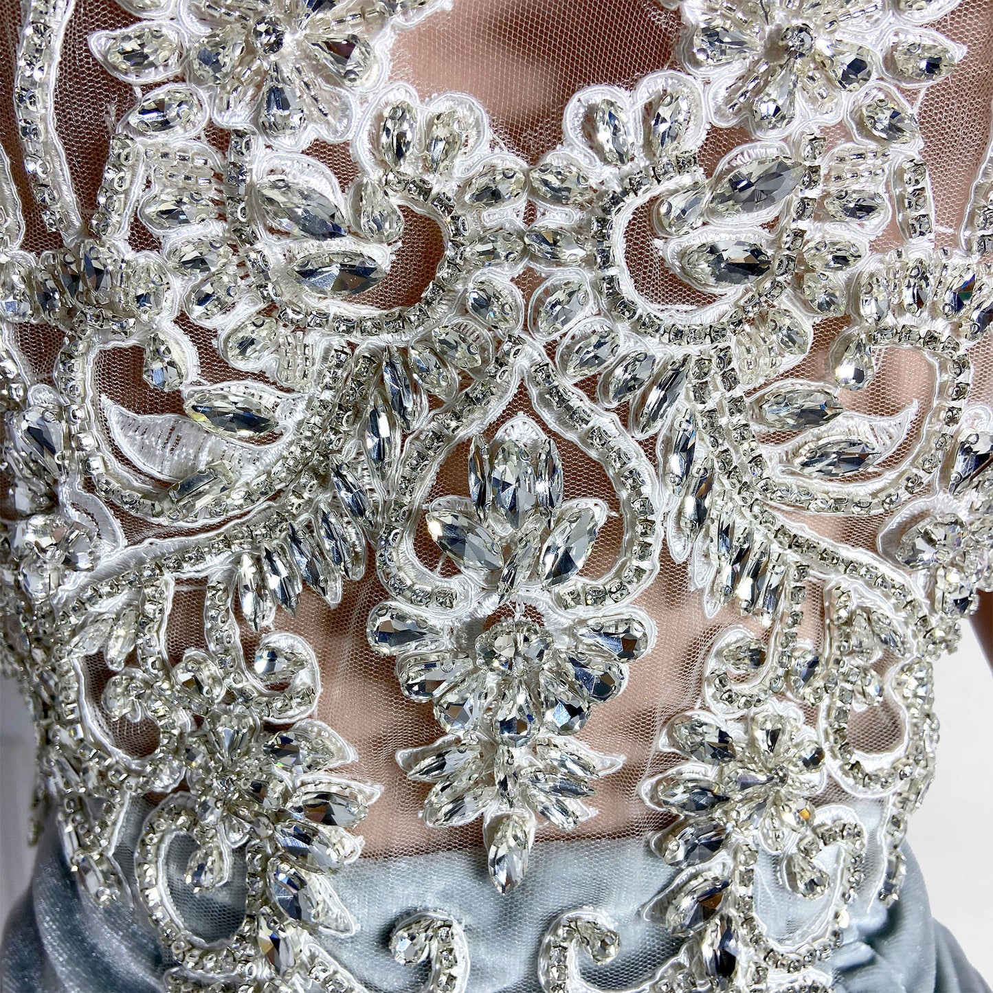 Aubrey Velvet Beaded Bodice Mini Dress