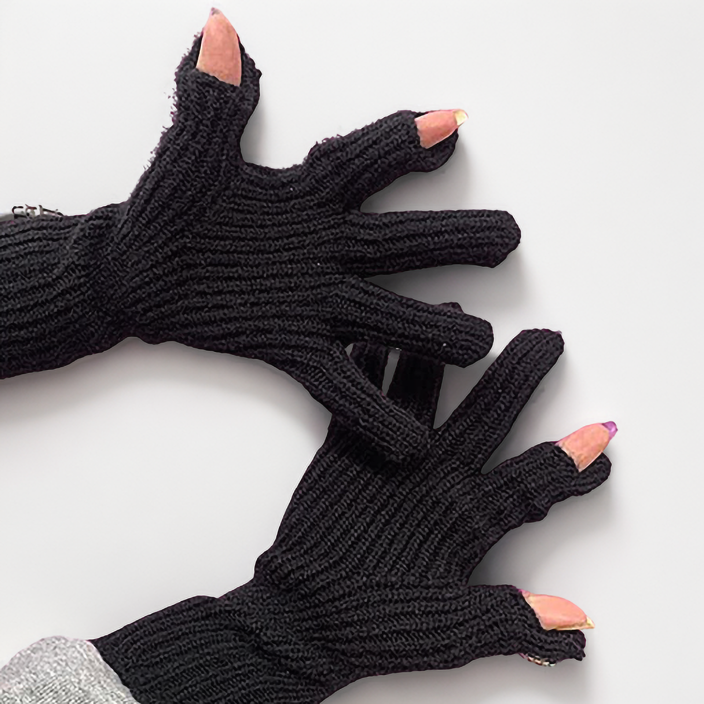 Rhinestone Chain Knit Winter Gloves