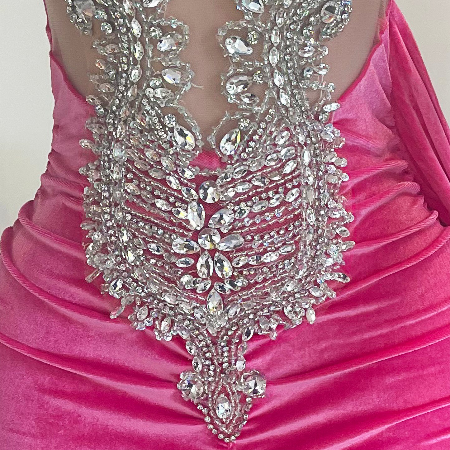 Lily Velvet Beaded Bodice Mini Dress With Train