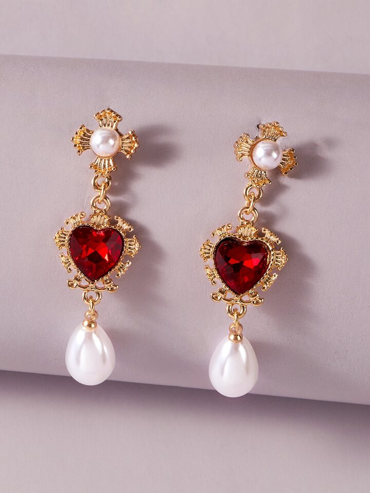 Queen of Hearts Pearl Drop Earrings