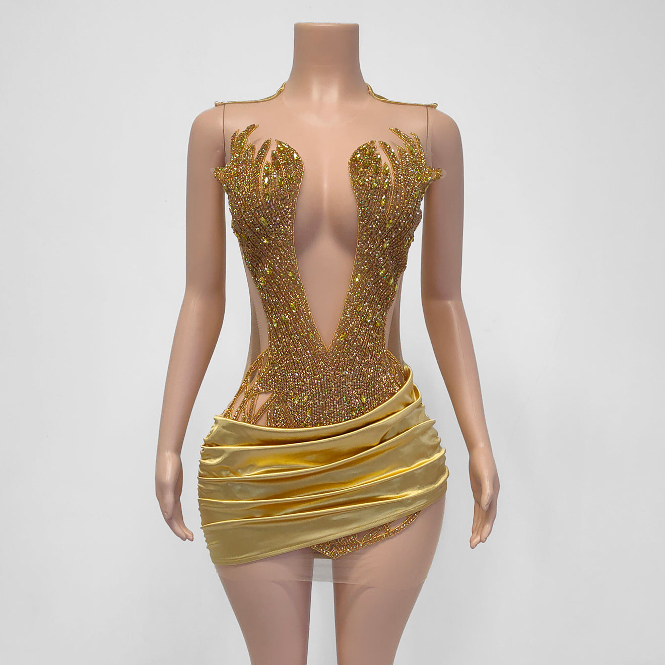 Liyah Sheer Rhinestone Embellished Mini Dress – BOUGIE GLITTER