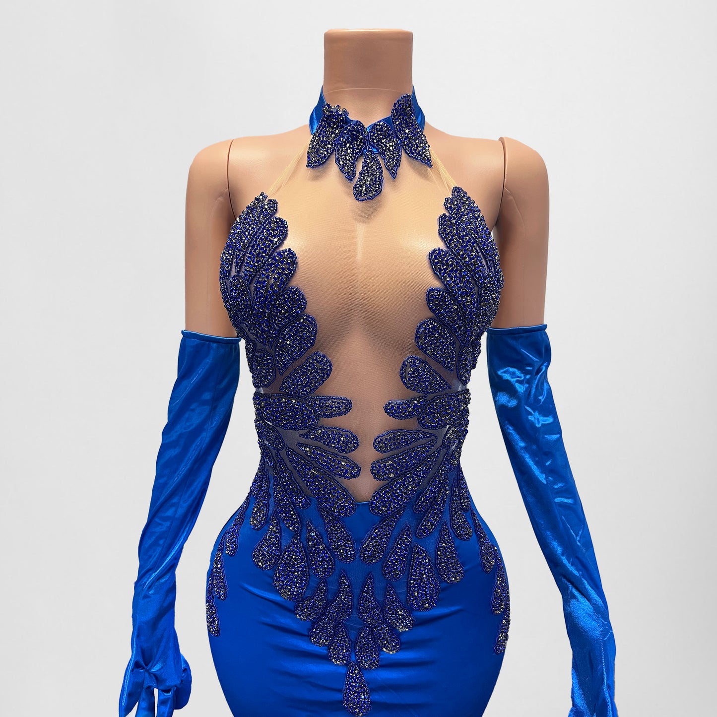 Sienna Rhinestone Embellished Bodice Dress and Gloves