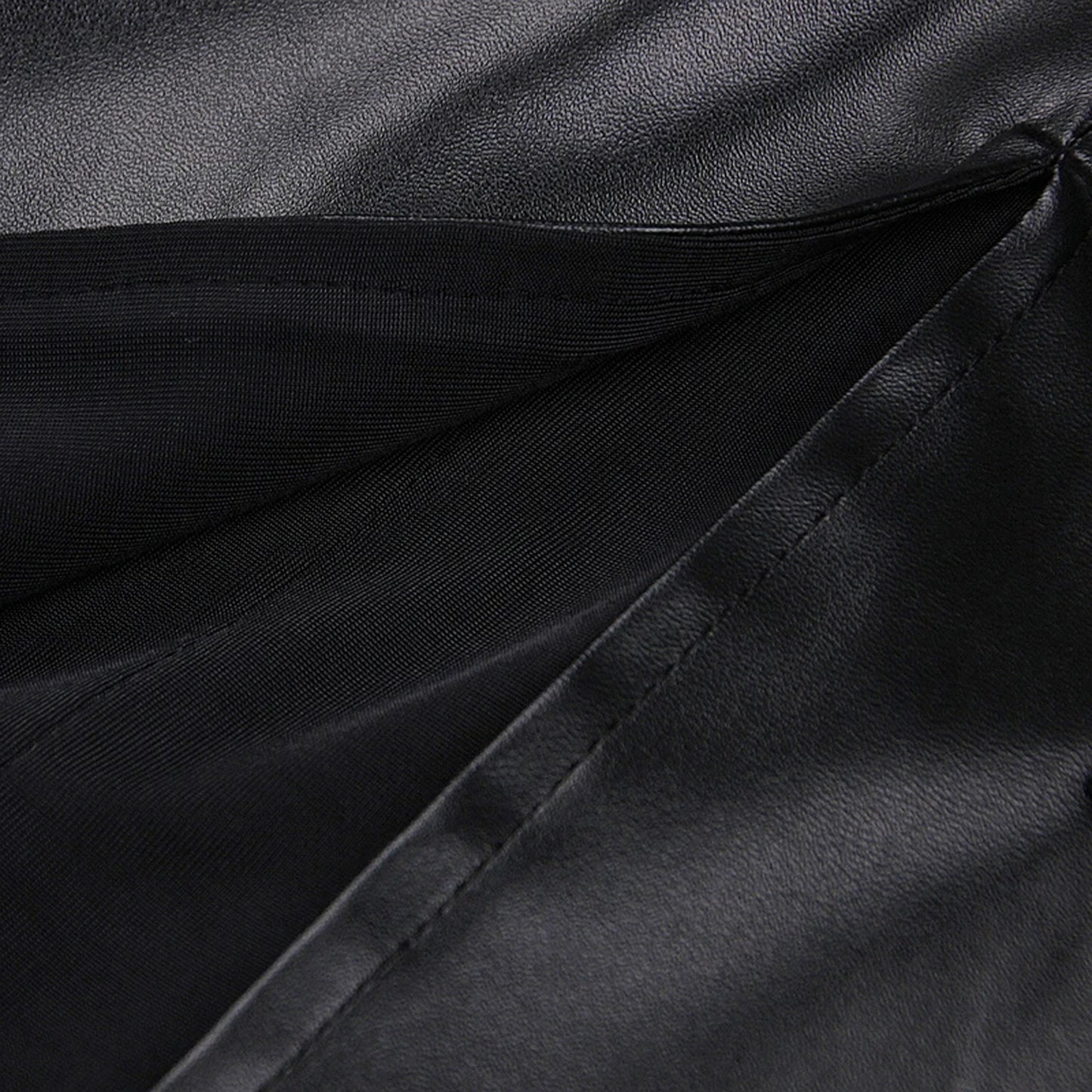 Rhinestone Mini-Split PU Leather Bodycon Mini Dress