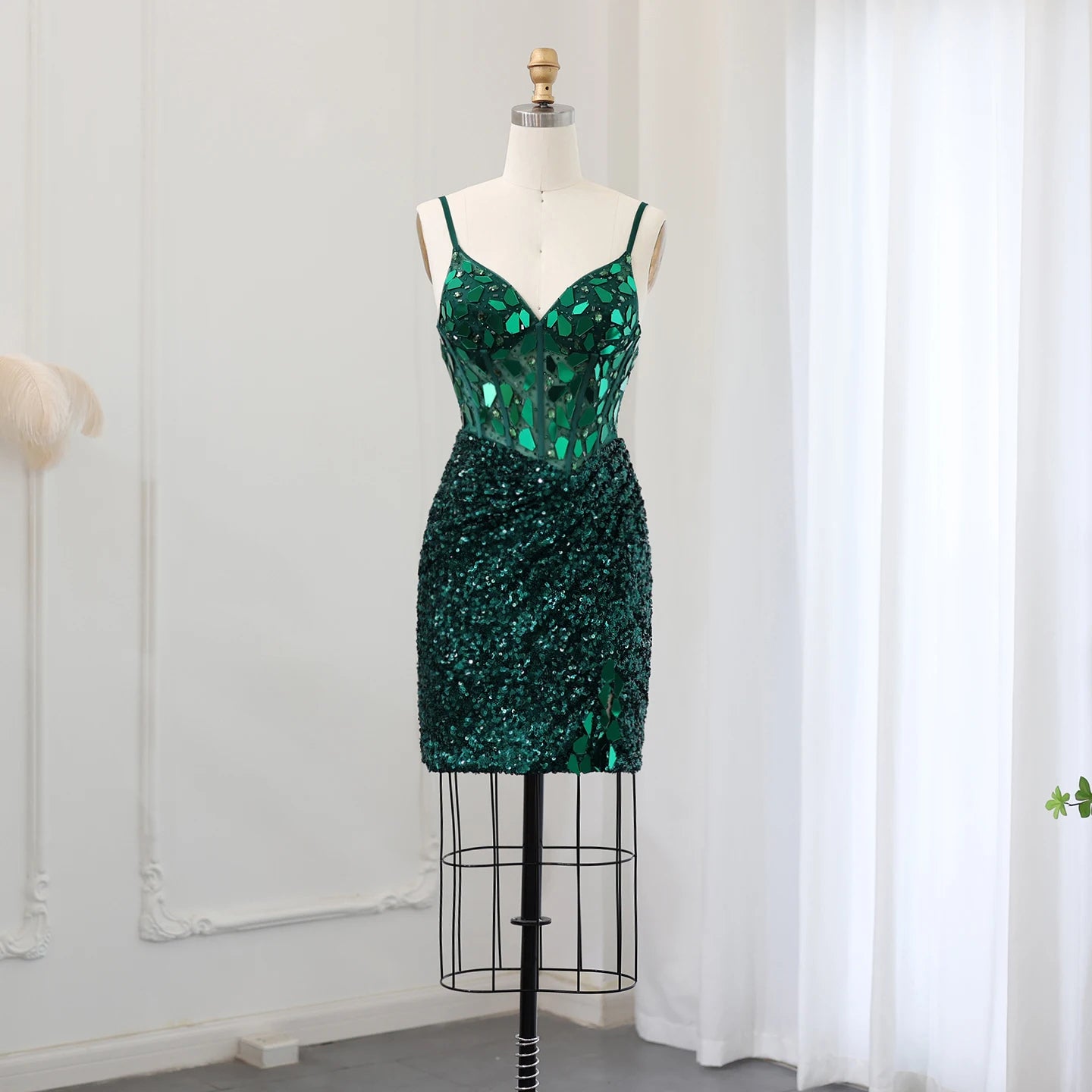 Mirror Sequin Embellished Spaghetti Strap Mini Dress BOUGIE GLITTER Mirror Sequin Embellished Spaghetti Strap Mini Dress BOUGIE GLITTER