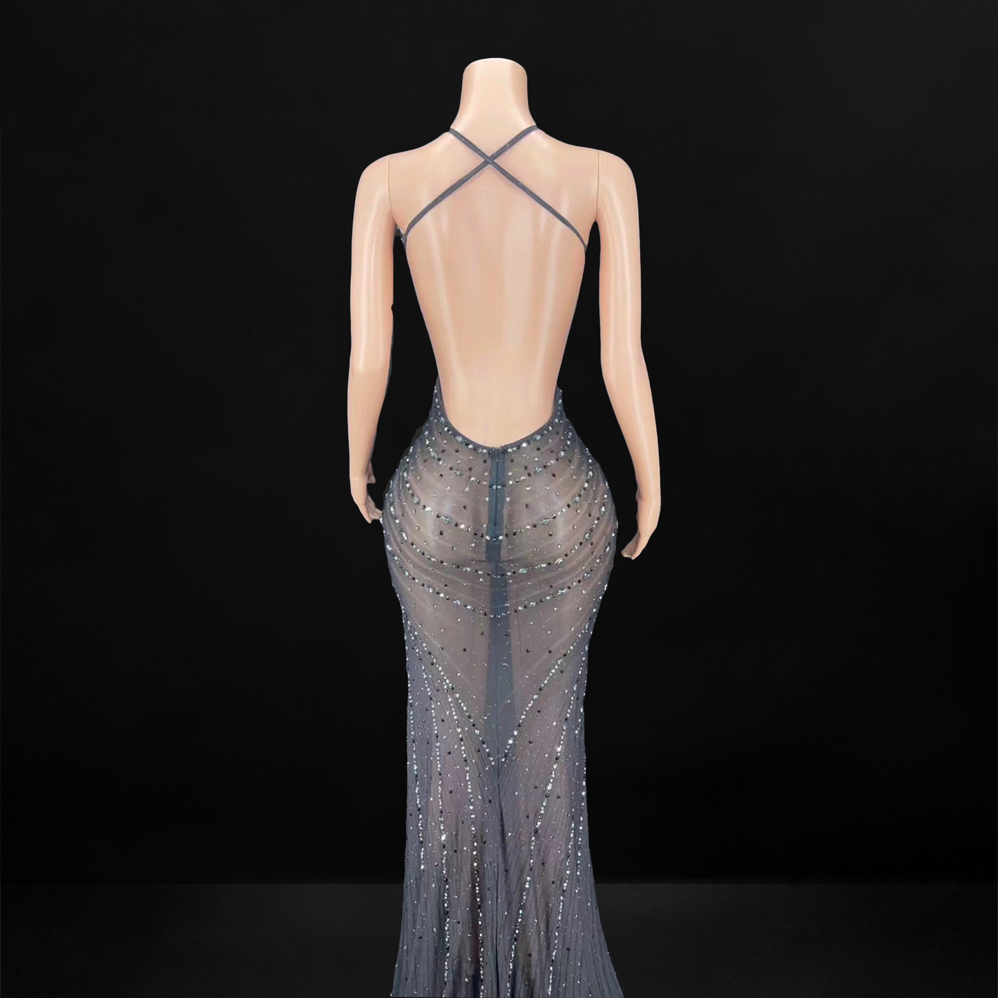 Colorful Bodycon Rhinestone Starburst Dress