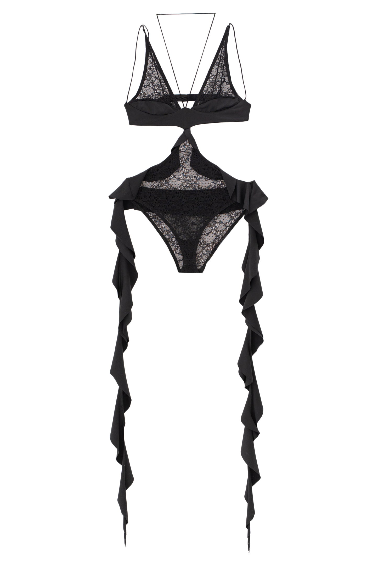 Ruffle-Trim Lace Bodysuit