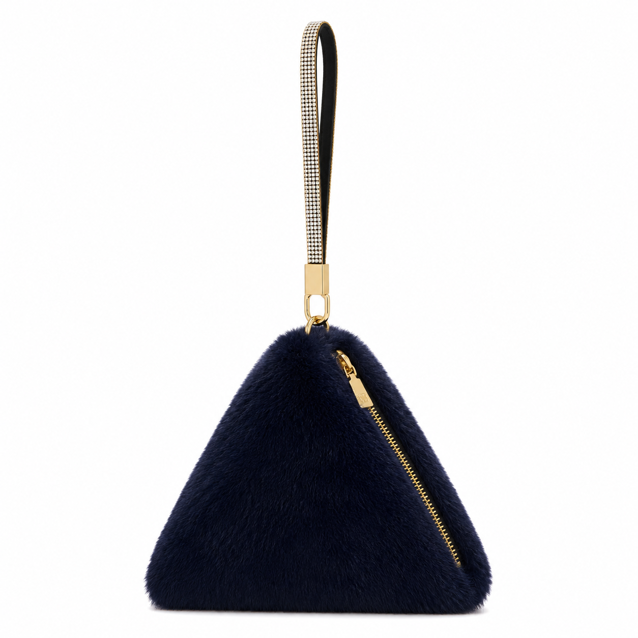 Pyramid Faux Fur Diamante Strap Bag Multiple Colors
