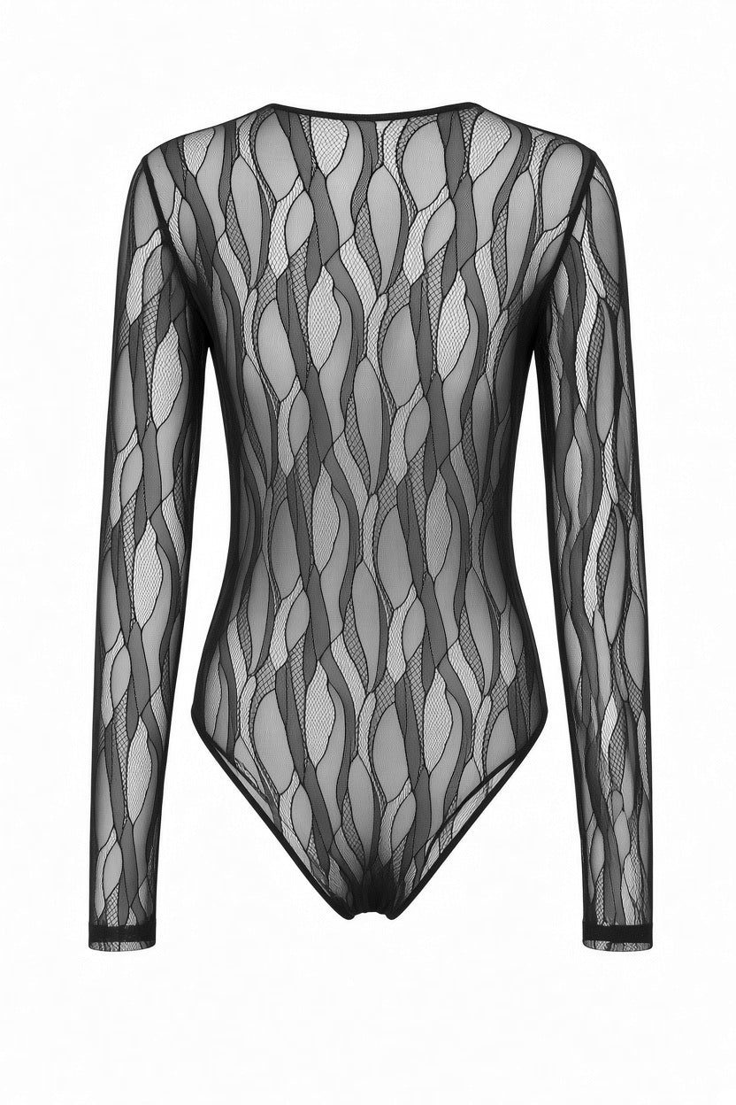 Sheer Mesh Abstract Bodysuit