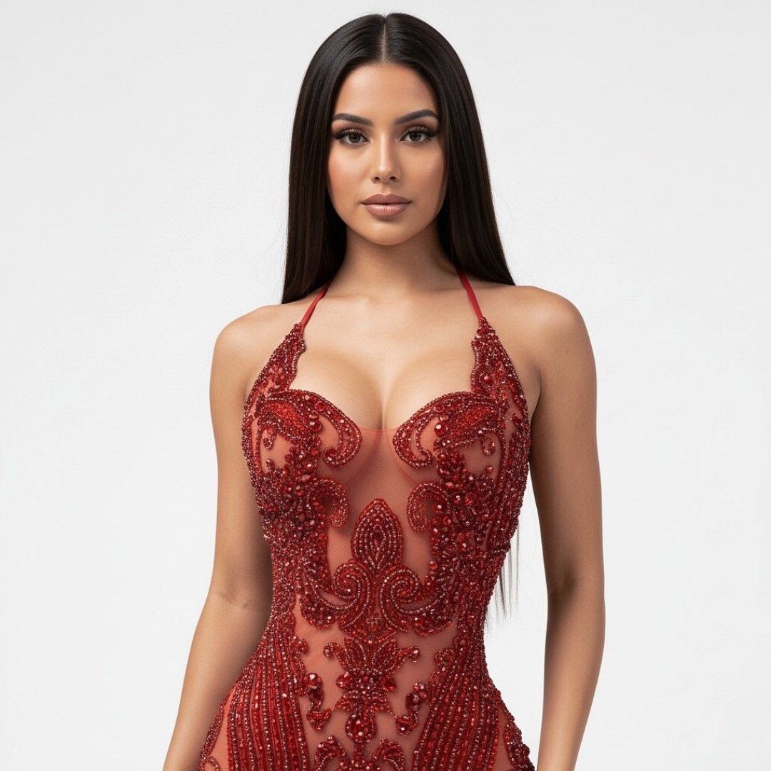 Barbie Beaded Rhinestone Mini Dress