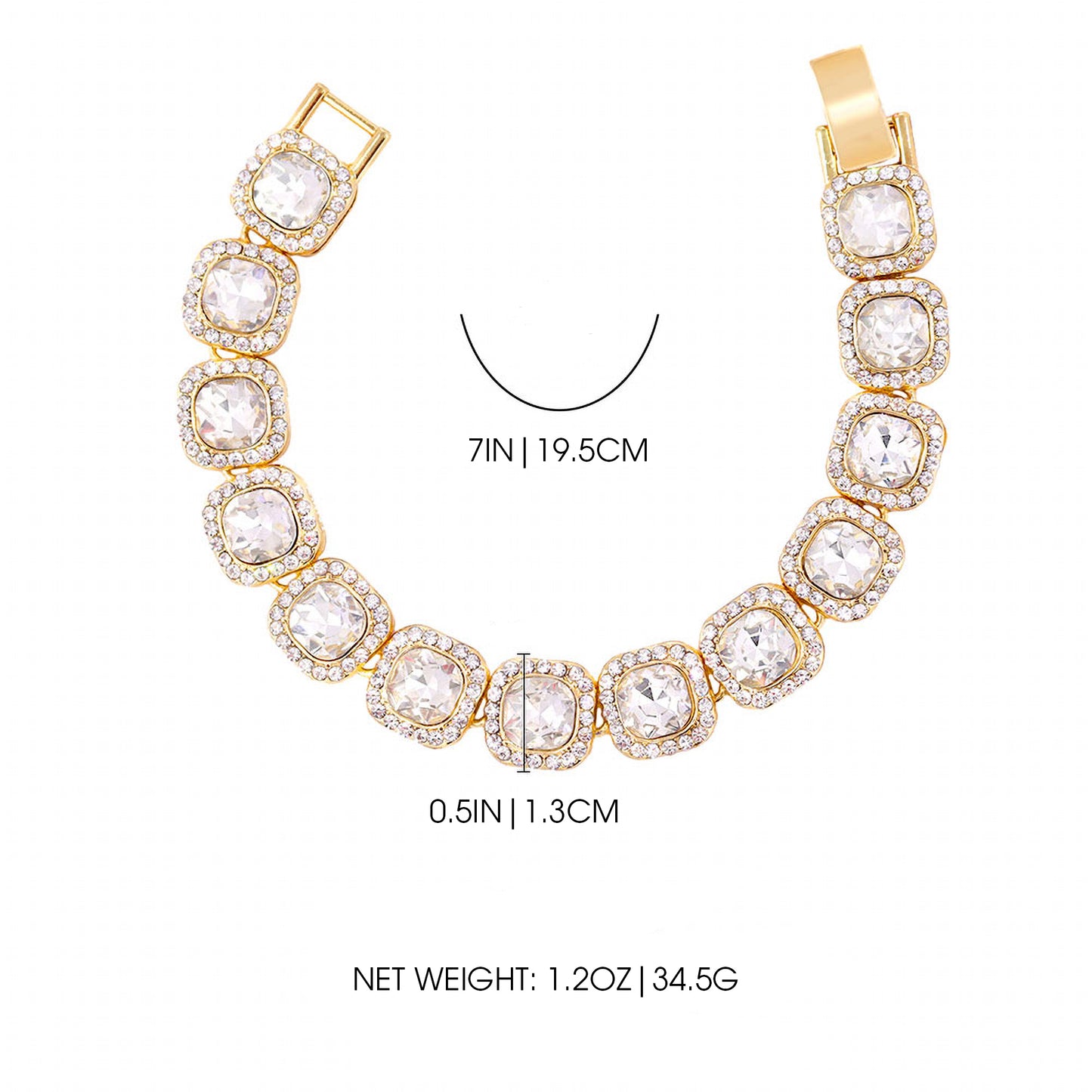 Rhinestone Cushion Cut 7in Bracelet