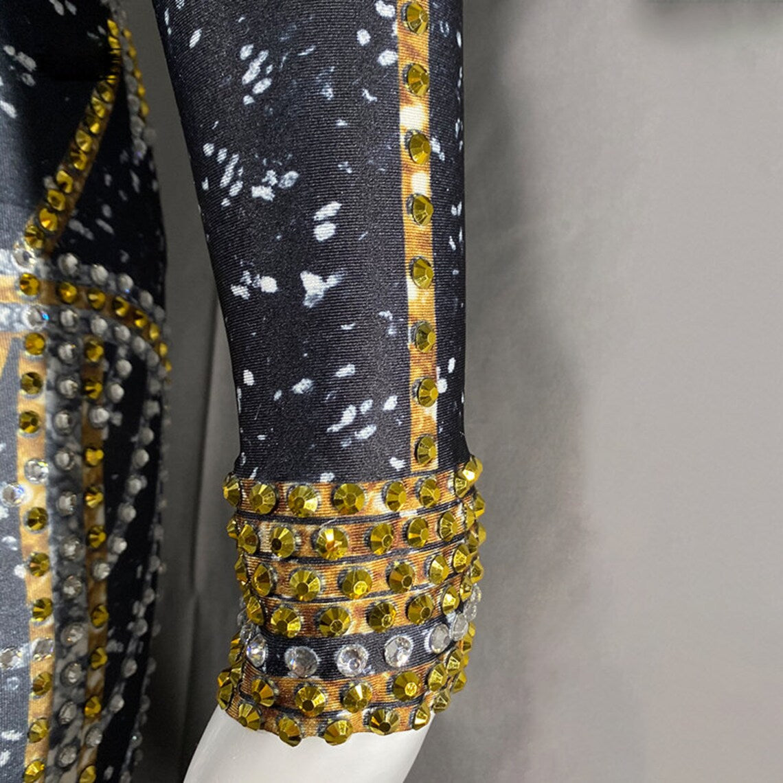 Black and Yellow Rhinestone Galaxy Jumpsuit