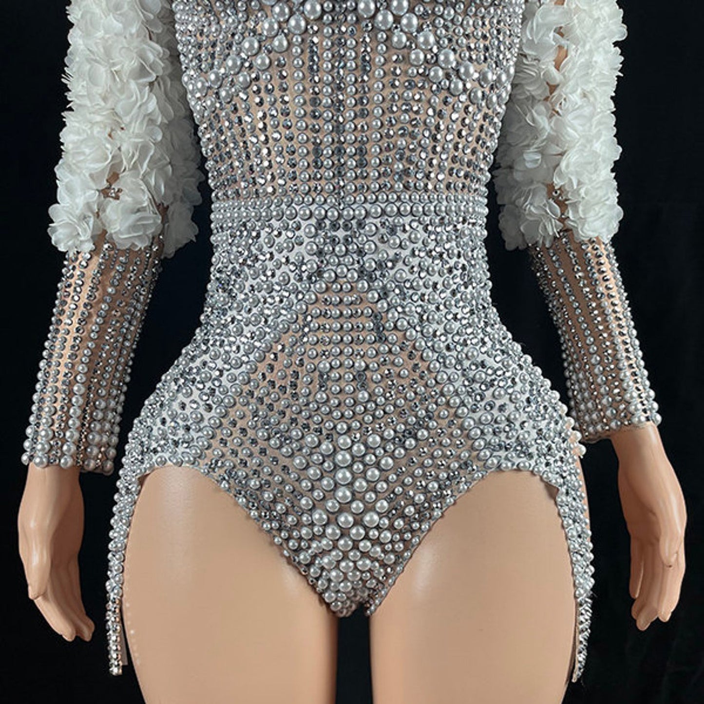 Rhinestone and Pearl Bodysuit