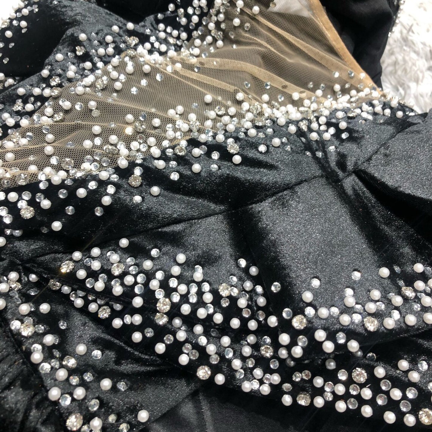 Velvet Embellished Ruffle Sleeve Dress