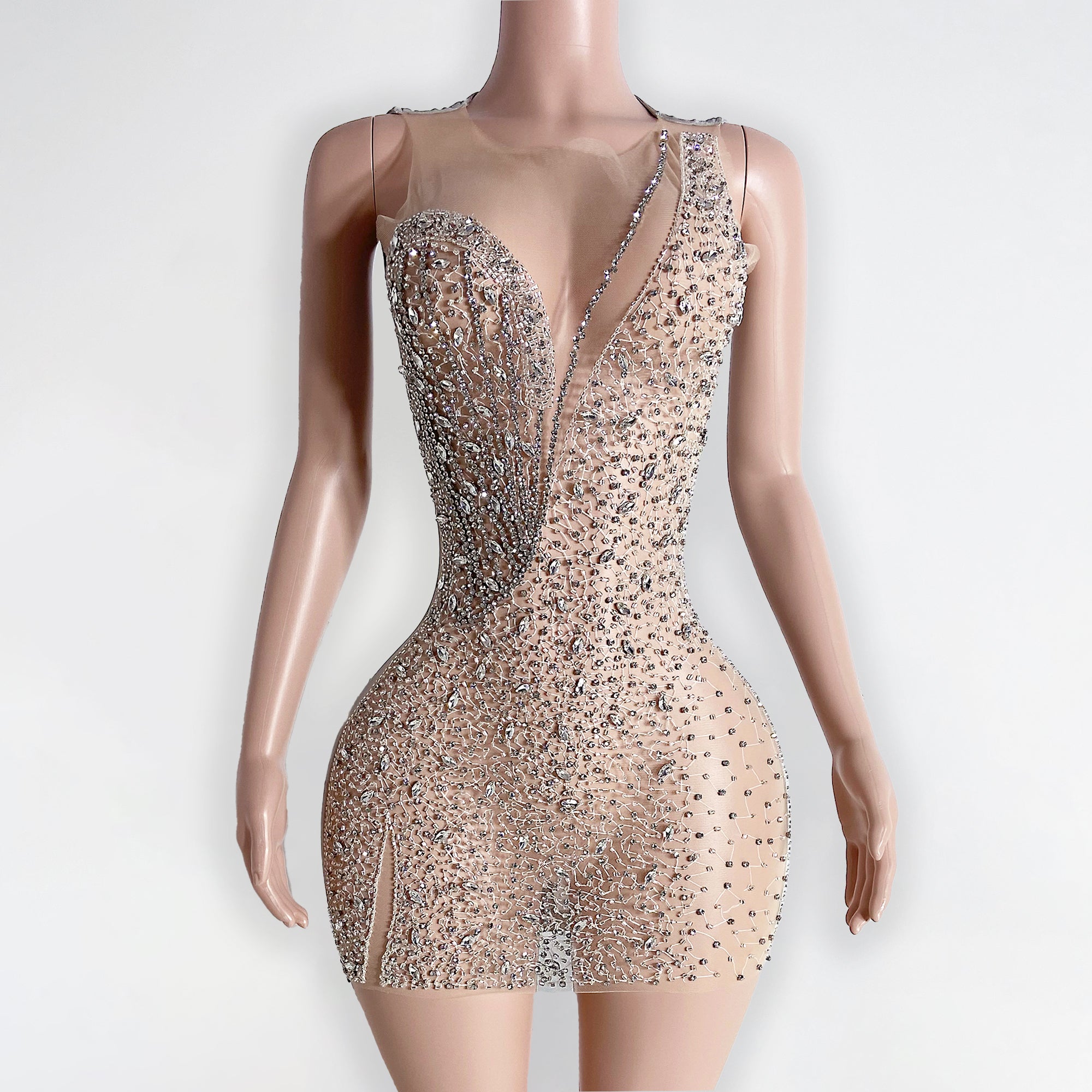 By Candlelight Beaded Mini Dress Deep Olive main image 0