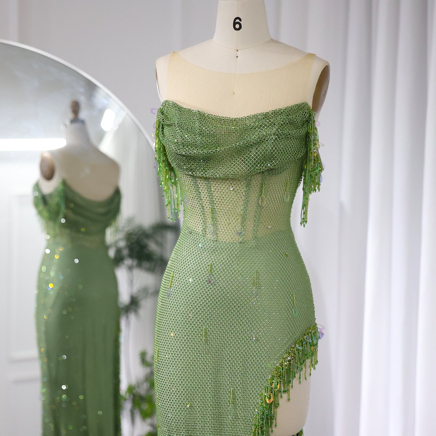 Rhinestone Mesh Draped Tassel Corset Dress Yellow / 16 Rhinestone Mesh Draped Tassel Corset Dress Yellow / 16