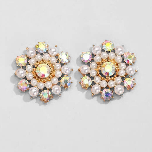 Multicolor AB Faux Pearl Stud Earrings