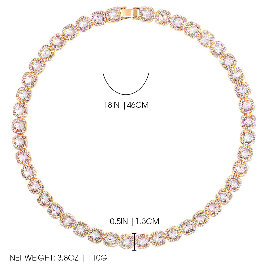 Ready to Ship | Rhinestone Cushion Cut 18in Necklace