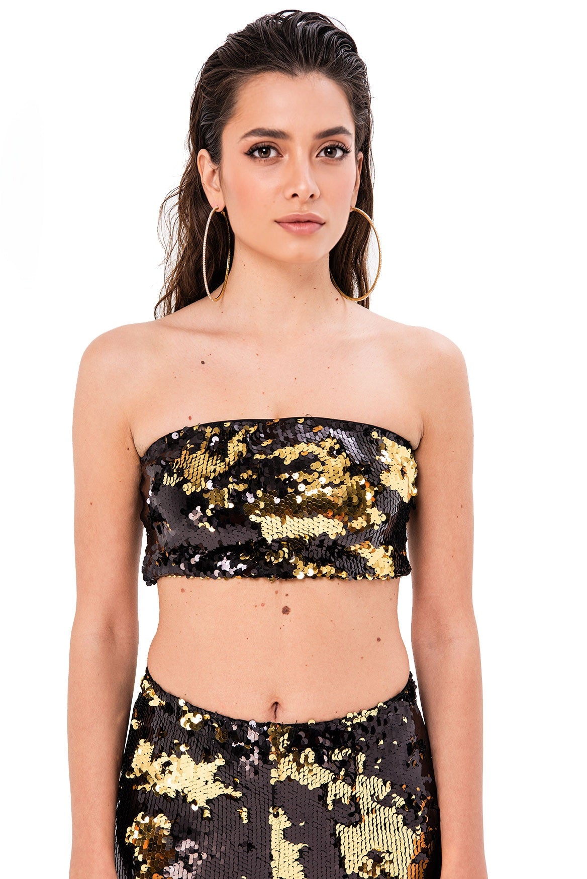 Lilly Dual Color Sequin Bandeau Tube Top