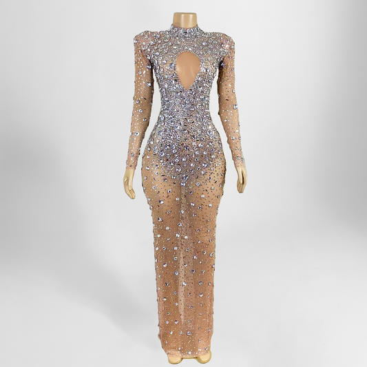 Ready to Ship | Sheer Crystal Rhinestone Dress