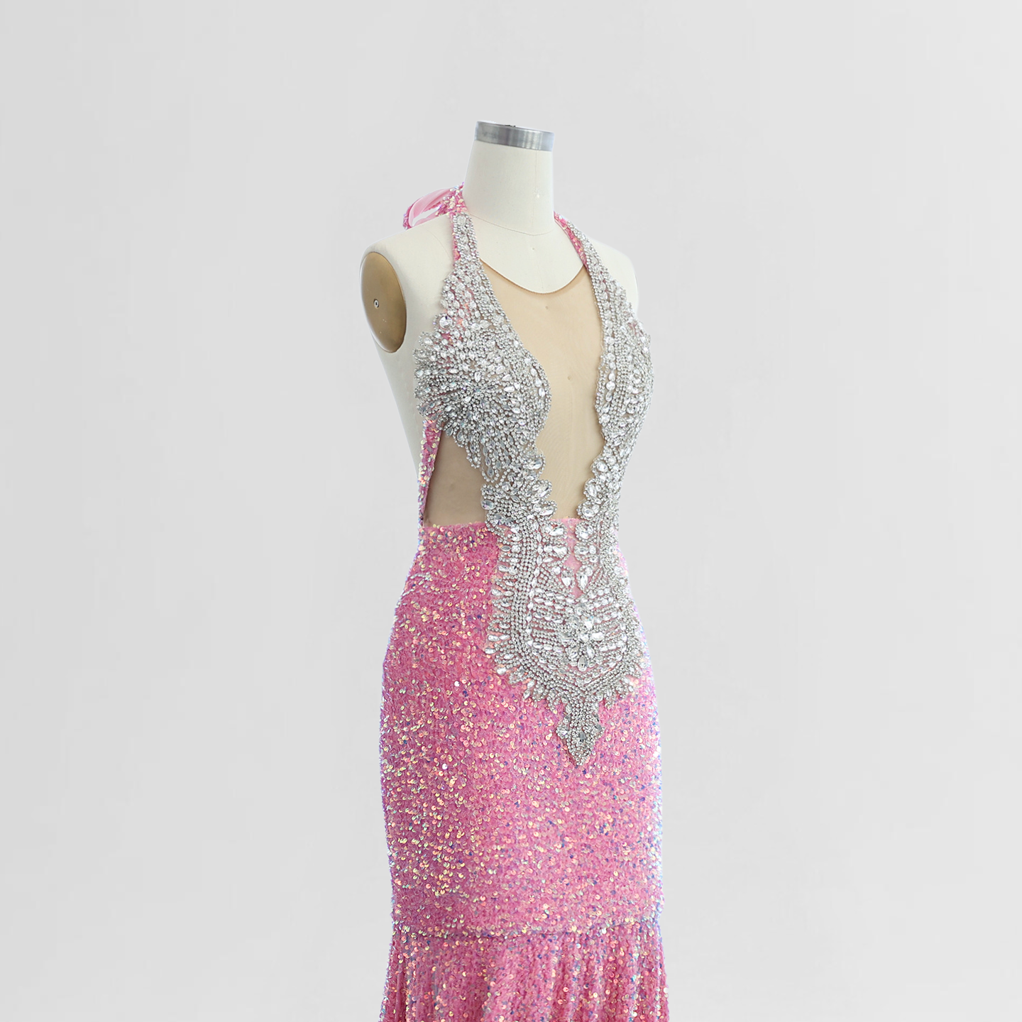Ari Rhinestone Embellished Sequin Gown