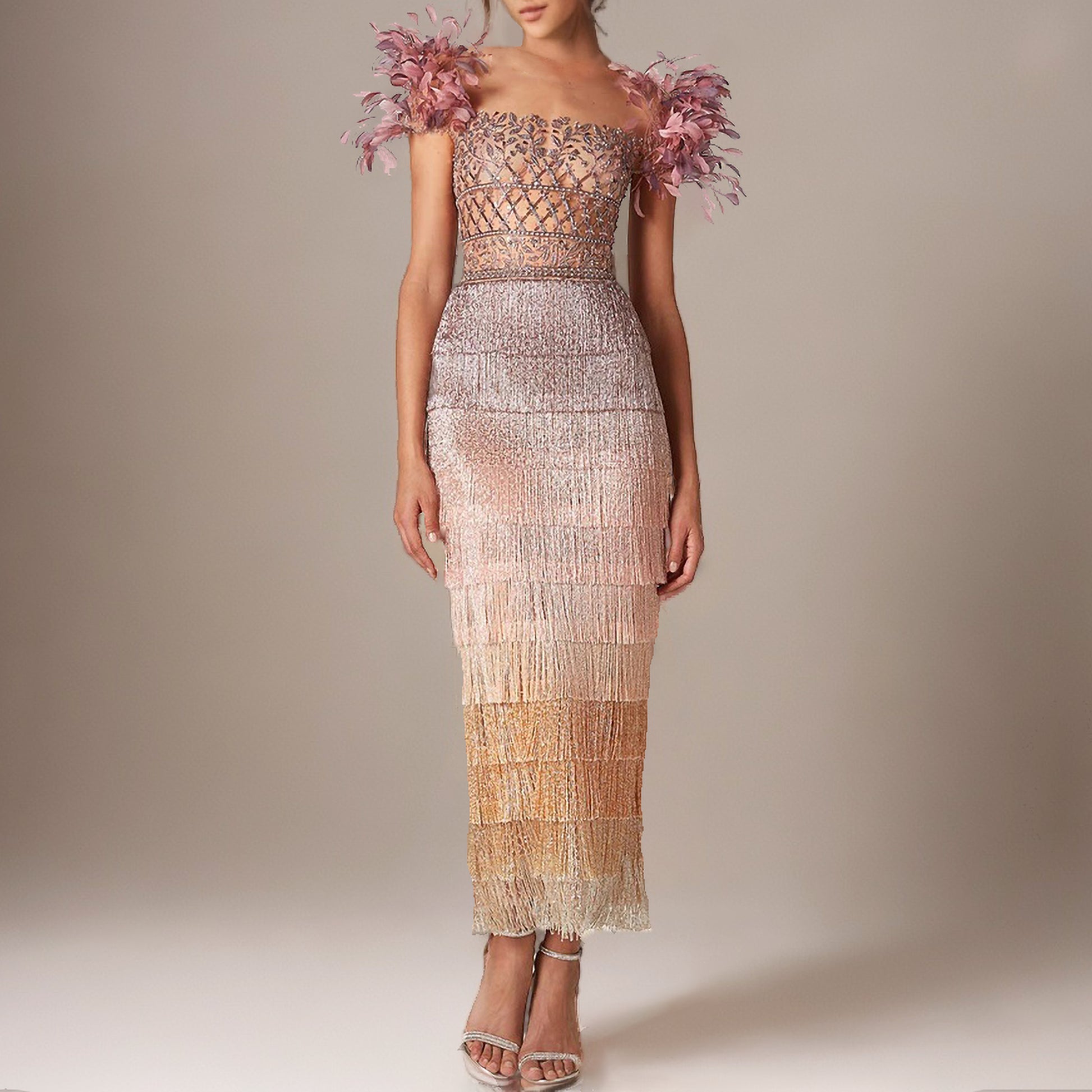 Ombre Beaded Fringe Dress BOUGIE GLITTER Ombre Beaded Fringe Dress BOUGIE GLITTER