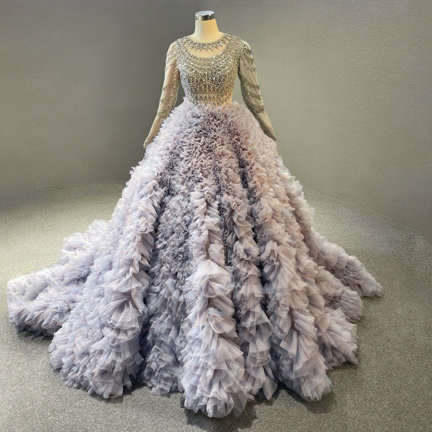 Crystal Bodice Purple Tulle Ball Gown
