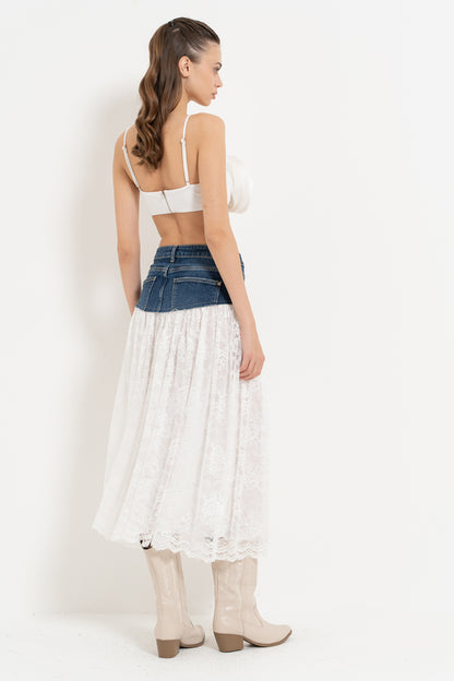 Denim and Lace Collab Skirt