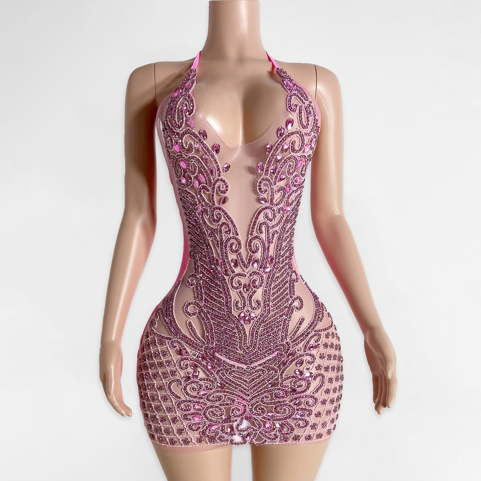 Rhinestone Fringe Cutout Spaghetti Strap Dress main image 1