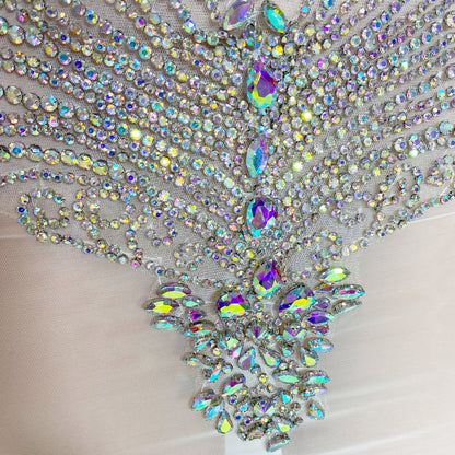 Juliana Rhinestone Beaded Feather Top Mini Dress
