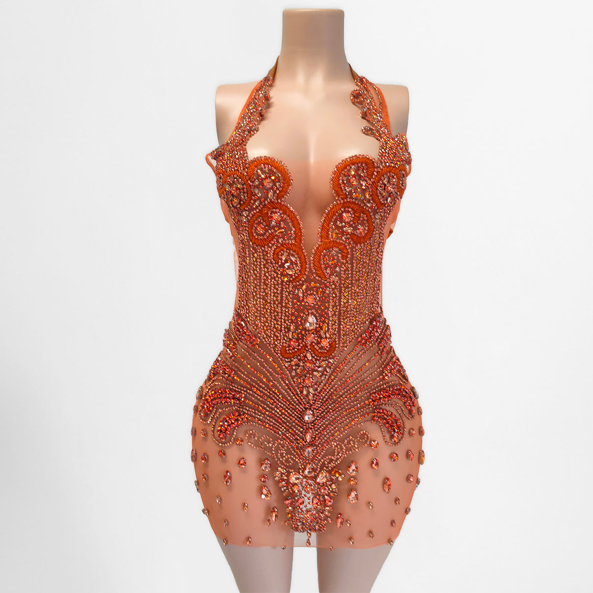 Isla Beaded Rhinestone Mini Dress V2