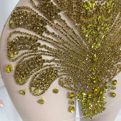 Juliana Rhinestone Beaded Feather Top Mini Dress