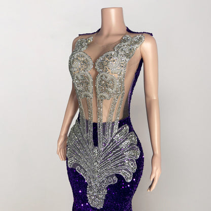 Hadley Rhinestone Embellished Sequin Gown