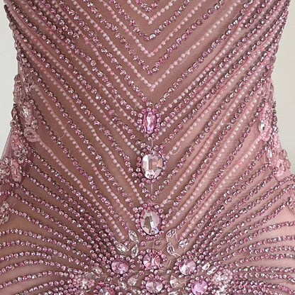 As Seen on Britney Spears | The Britney Pink Rhinestone Beaded Mini Dress