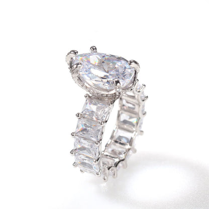 Tear Drop Baguette Pave Ring