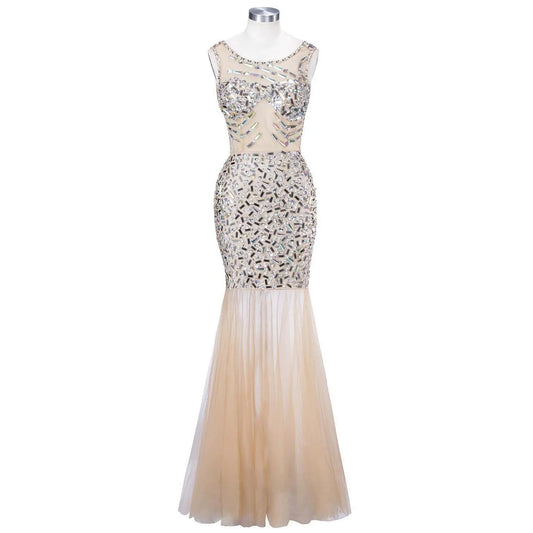 Emily Sheer Rhinestone and Mirror Mermaid Gown