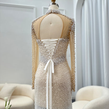 Sheer Pearl and Sequin Embellished Dress