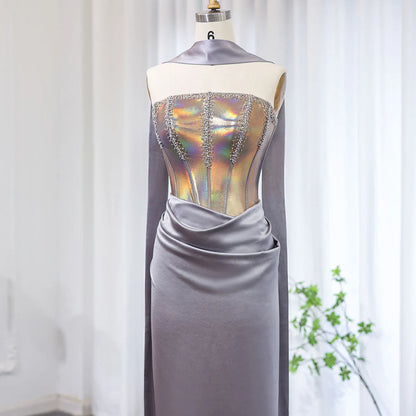 Iridescent Strapless Rhinestone Corset Dress