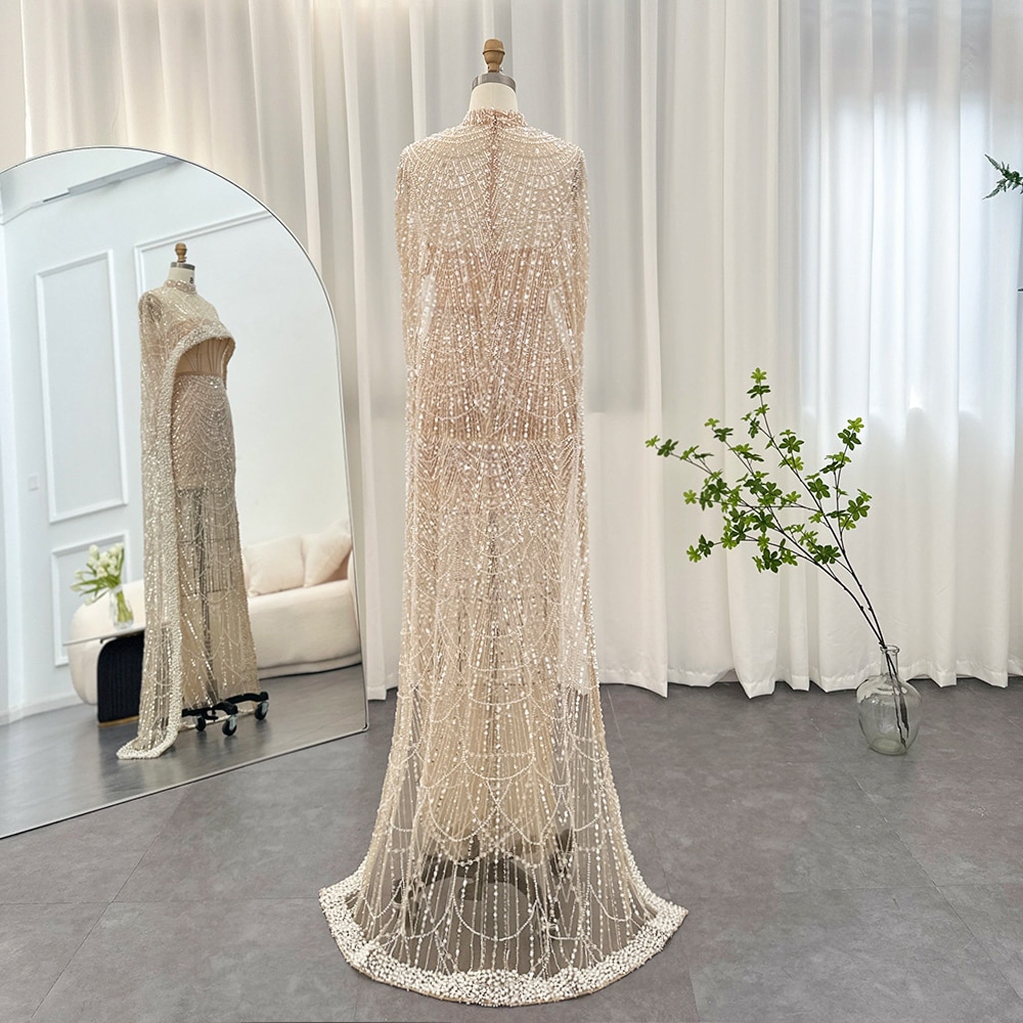 Pearl embellished gown hotsell