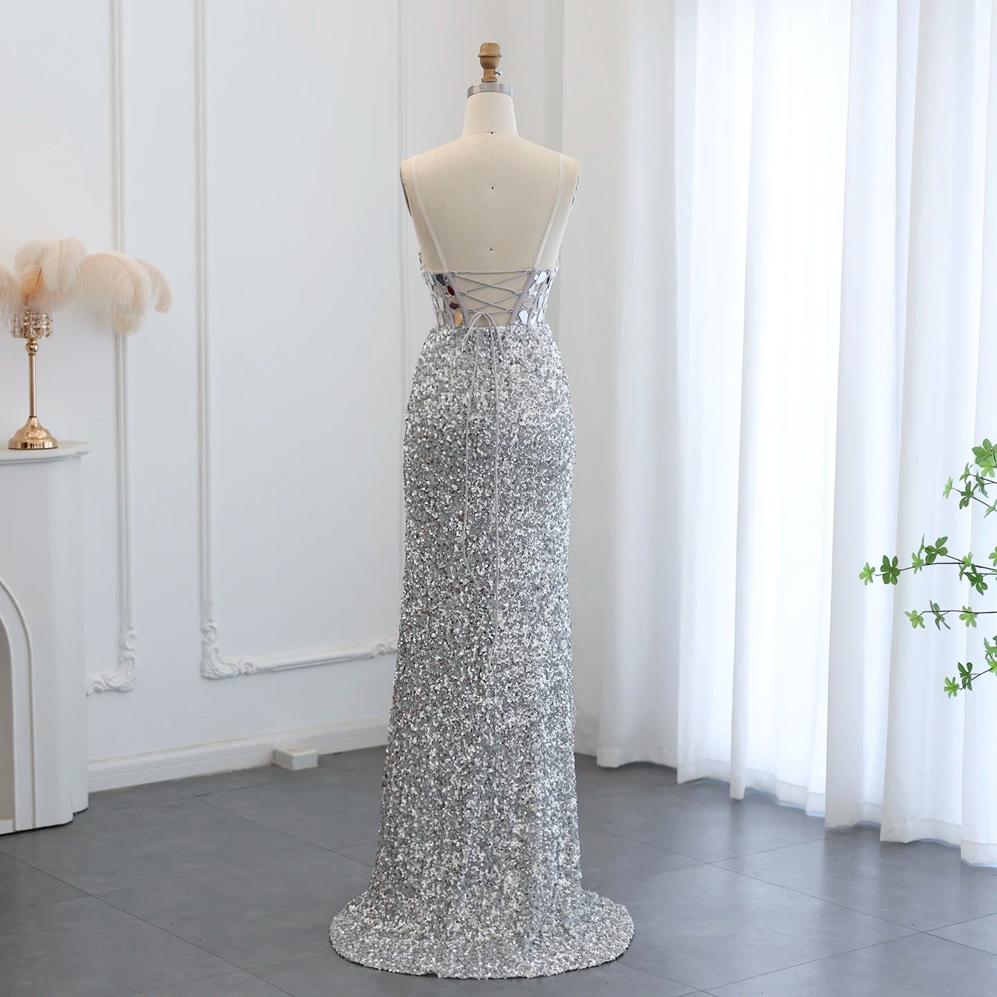 Jovani 06566 Long Fitted V Neck Formal Dress Sheer Crystal Rhinestone –  Glass Slipper Formals