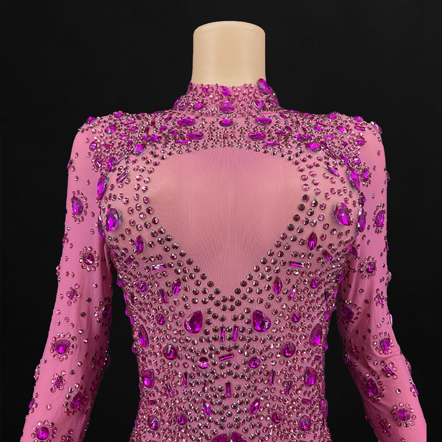 rhinestone birthday dress Pink Long Sleeve Crystal Rhinestone Dress – BOUGIE GLITTER
