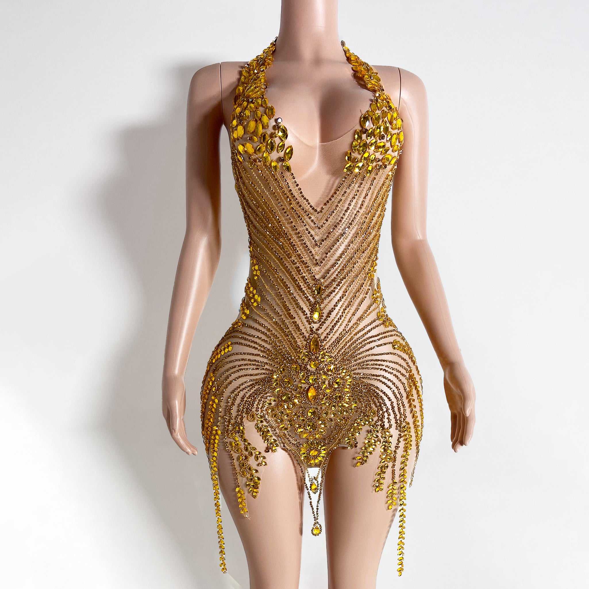 Gold Rhinestone Dress