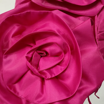 Strapless 3D Rose Motif Mini Dress