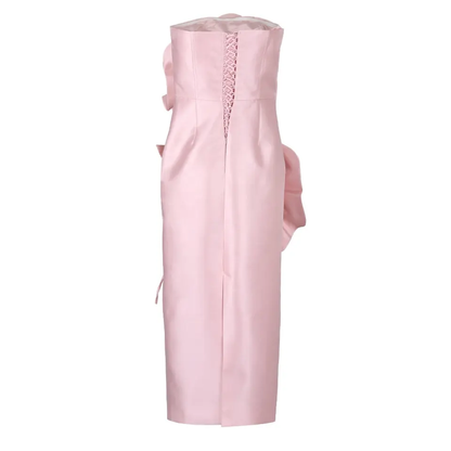 Strapless 3D Rose Motif Midi Dress