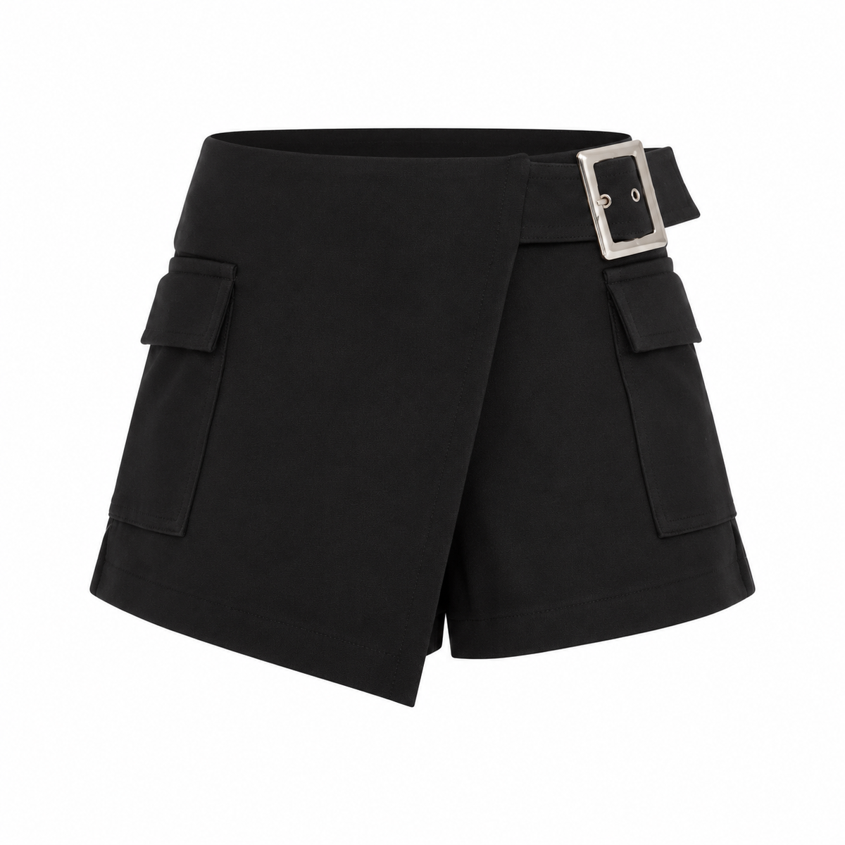Asymmetrical Buckle Shorts