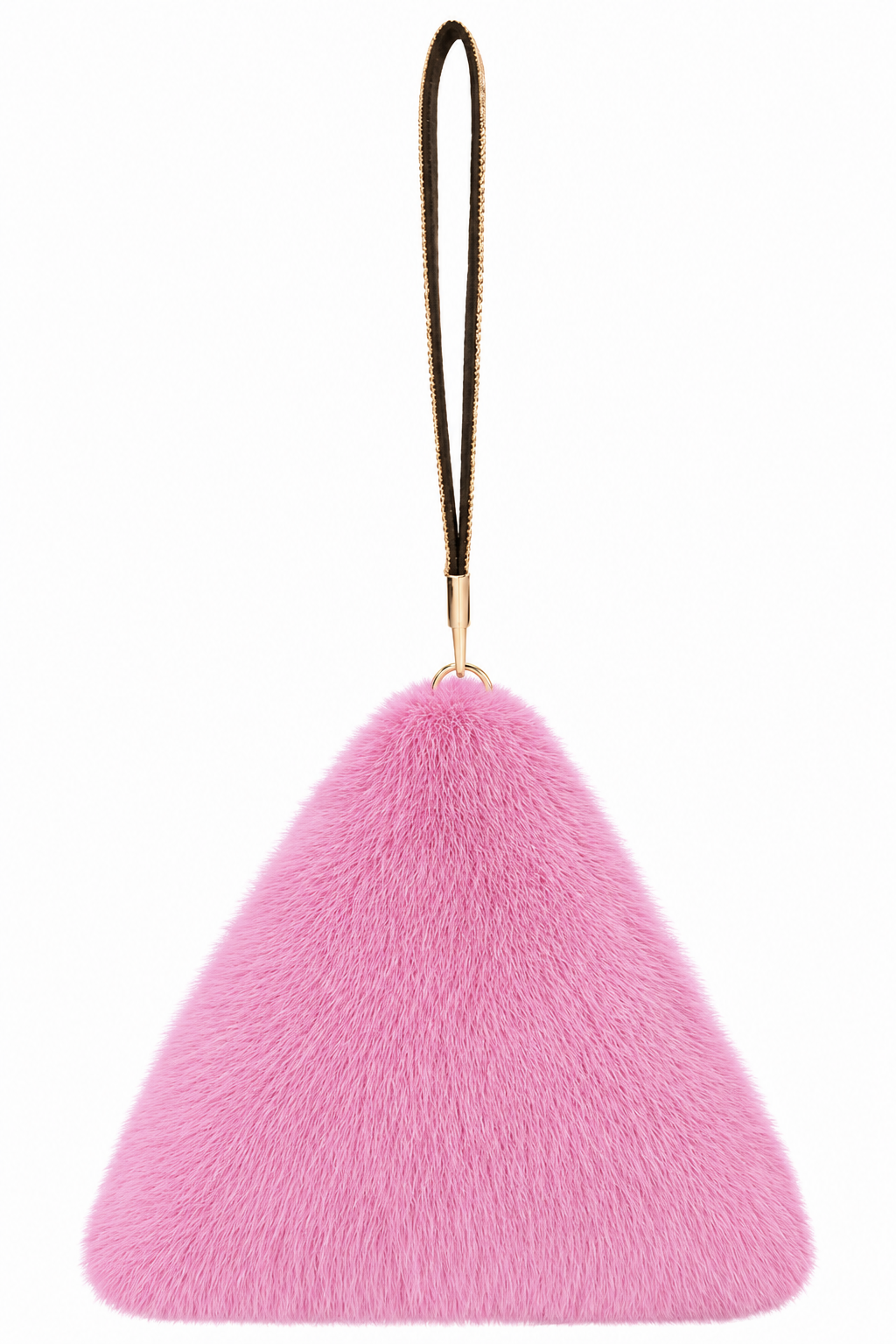 Pyramid Faux Fur Diamante Strap Bag Multiple Colors