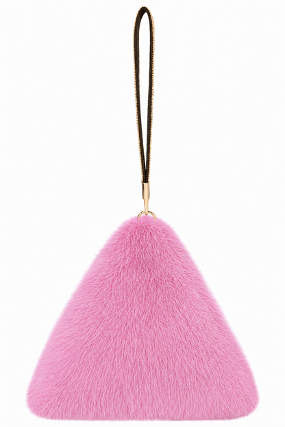 Pyramid Faux Fur Diamante Strap Bag Multiple Colors