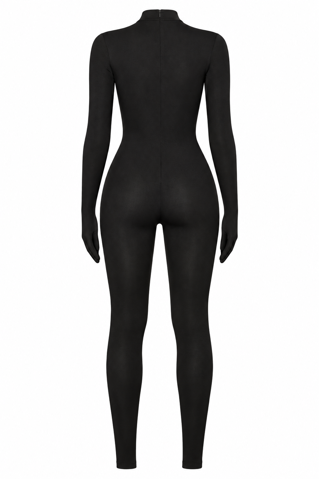 Black High-Neck Gloved Catsuit