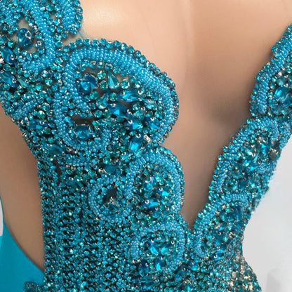 Gemma Sheer Beaded Rhinestone Embellished Mini Dress